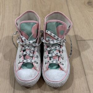 Girls Converse Sneakers Size 3 Pastel Pink & Mint High-Top Sneakers